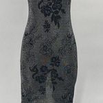 Vintage 90s All That Jazz Floral Metallic Knit Mini Dress Boatneck Silver XS Photo 0