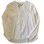  | Anthro Holding Horses Crochet Long Sleeve Womens White Top Photo 2