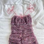 For Love & Lemons Nadia Floral Sheer Slip Mini Dress Pink Women’s L Photo 2