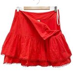 Farm Rio NWT Ruffled 3-D Pineapple Mini Skirt Size Medium Warm Red Tropical NEW Photo 6
