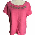 Hannah Short Sleeve Embroidered Sweatshirt 54PE Pink Size M Photo 0
