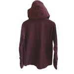 Eddie Bauer  Women's Burgundy Corduroy Hooded Shirt Jacket Size Small Snap Front Photo 2