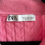 ZARA  Pink Cable Knit‎ Button Down Collared Shirt small coastal preppy Photo 2