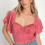 Lulu’s Rose Pink Short Sleeve V Neck Bodysuit Photo 0
