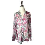 Kut From The Kloth ‎ Shirt Women XS Pink Floral Sheer Jasmine Chiffon Button Down Photo 1