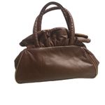 Y2K Genuine Leather Rhinestone Handbag Satchel brown & tan Baguette Chunky Brown Photo 1