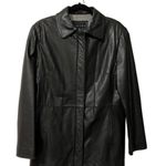 Gallery  Black Leather Women's Jacket Mid-length Sz L Large Photo 0
