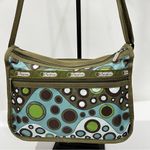 LeSportsac Deluxe Crossbody Everyday Bag Olive Green Brown Asymmetrical Circle Photo 2