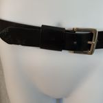 Black Leather Belt with Silver Buckle Sz: 36” Photo 1