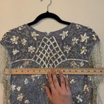 Mac Duggal NWOT  4908 High Neck Sleeveless Beaded Fringe Fitted Gown Platin Photo 8