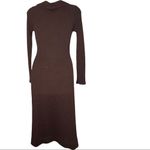 Vintage 60s Goldworm Knit Ribbed Crochet MIDI Chocolate Brown Sweater Dress XS Photo 3