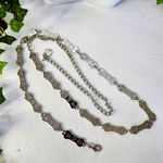 Silver Chain Fashion Belt Dog Bone Paw Print Photo 0
