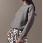 Anthropologie Mare Mare Long-Sleeve Knit Sequin Twofer Mini Dress in Grey NWT Photo 14