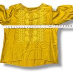 Women Short Sleeve Floral Embroidery Shirt Blouse Peasant Boho Summer Casual XL Yellow Photo 7