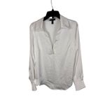 AQUA  Women's White Collared Long‎ Sleeve Top Blouse Career Professional Photo 4