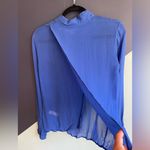 Helmut Lang Blue Semi-Sheer long-sleeved blouse Sz P/XS Photo 4