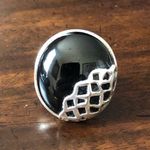 Artisan Vintage Black Onyx Cabochon Sterling Silver Cutout Cocktail Ring Sz 8 Photo 3