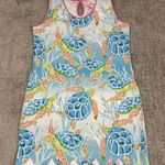 Ana Clare Reversible Dress Womens XXL Scallop Hem Ocean Sea Turtle Resort Wear Blue Photo 0