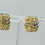 Zircon Olive Branch Leaf Small Hoop Earrings Photo 6