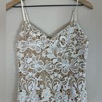 Guess  Nude Lined White Lace Mini Dress size Small Bride Bachelorette SL Tyela Photo 4