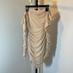 Tic Toc 10. Elegant Cream Ruched Off the Shoulder Long Sleeve Dress Size Medium Photo 3