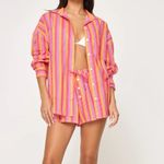 l*space L* Santa Cruz Tunic Button Down In Bondi Babe Stripe Size Small NWT Photo 1