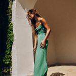 ZARA  Elegant Green dress Women's maxi fitted open back Photo 4