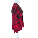 Chico's Jacquard Open Front Cardigan Sweater Black Red Womens Size Large Photo 2