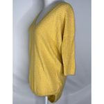 EXPRESS Yellow 3/4 Sleeve Loose Fitting V-Neck Herringbone Round Hem Sweater XS Photo 2