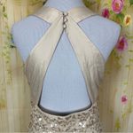 Bebe Sequin Ivory Plunging Neckline Dress Size M Photo 4