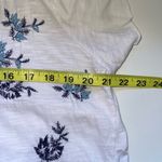 Lucky Brand 100% Cotton White Blue Embroidered Flower Cold Shoulder Top Photo 7