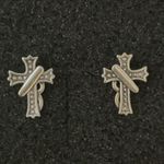925 Silver Plated Cross Stud Earrings for Men Women,Unisex Punk Hip Hop Earrings Photo 0