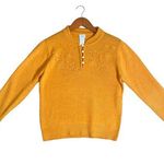 VTG 3D Floral Embroidered Orange Ribbed Knit Long Sleeve Pullover Jumper Sweater Size undefined Photo 0