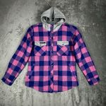 Little Donkey Andy Shirt Womens XS Pink Blue Plaid‎ Power Dry Flannel Shacket Photo 1