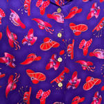 Bonworth Vintage Women’s Purple Red Hat Print Collar Button Front Blouse Size L Photo 2