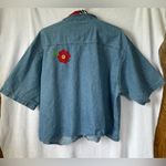 VTG Rhea’s size 3x denim funky jungle button up shirt Blue Photo 8