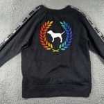 Victorias Secret Pink Sweatshirt Women XS Oversized‎ Graphic Fleece Rainbow Dog Gray Photo 0
