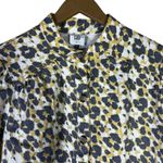 CAbi  Shacket Womens S White Yellow Cheetah Print Puff Sleeve Mandarin Artsy Photo 2