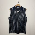Lady Hagen Navy Star-Patterned Sleeveless Collared‎ Top Polo Preppy Photo 4