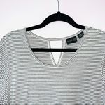Rachel Zoe Light Gray & White Striped Keyhole Split Back Top Photo 1