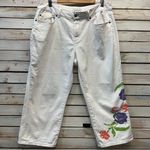 Coldwater Creek Vintage White Floral Wide Leg Cropped Jeans Cottagecore Boho 16P Photo 2