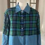 Miss Lili Plaid Denim Shirt Button Photo 4