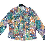 Bend Over Hippie Paisley Denim Jacket‎ Size 22W Cowgirl 4 Pocket Button Up Boho Pink Photo 0