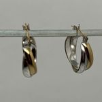 Two Tone Hoop Earrings Gold Silver‎ Twisted Design Women's Jewelry Heavy Photo 7