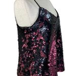 1. State New Sequin Cami Top Dramatic Pause small V-Neck black burgundy camisole Photo 4