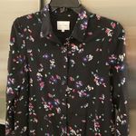 Sézane 💕SEZANE💕 100% Silk Button Down Shirt Dress ~ Black Floral Print XS Photo 7