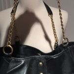 DSW Black Faux Leather Ruffle Bag with Makeup Pouch Photo 5