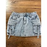 Juniors' Harper & Ivy Mini Light Wash Denim Cargo Skirt Sz Small Blue Photo 1