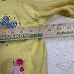 Berek Womens XL Cardigan Sweater Yellow Knit Beaded Poodle Flower Applique Photo 4