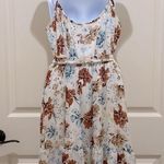 Cream Floral Spaghetti Strap Belted Mini Dress Photo 1